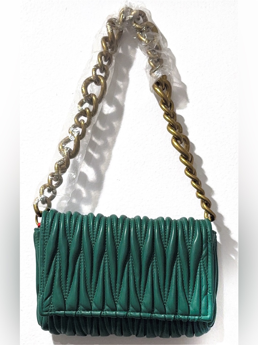 MONTANA WEST Green Quilted Chain-Handle Shoulder Bag